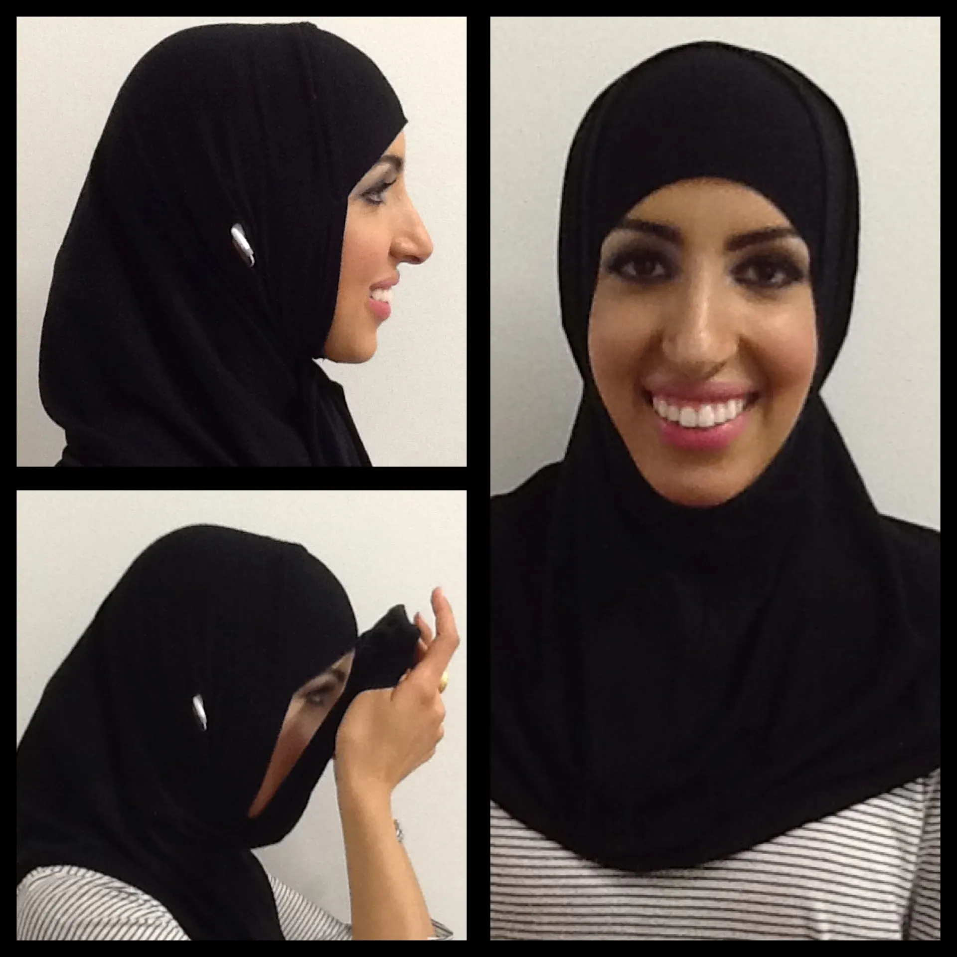 High Tech Performance Hijab (Black with Royal Blue)