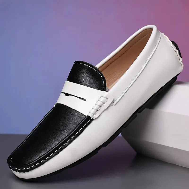 Men’s Italian Genuine Leather Loafers – Luxury Breathable Slip-On Moccasins, Casual & Formal Comfortable Driving Shoes