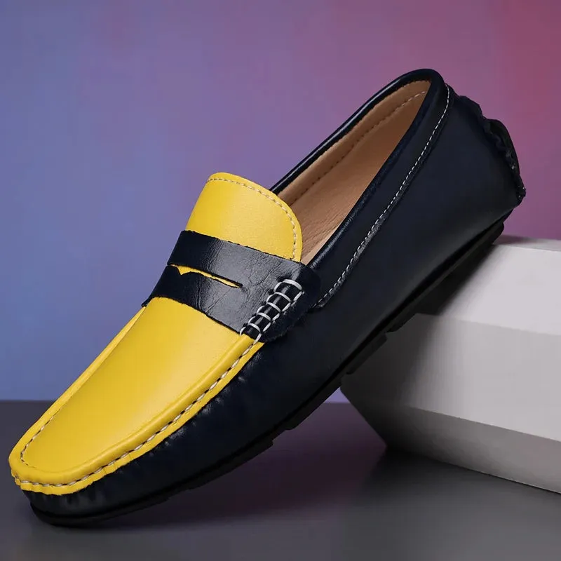 Men’s Italian Genuine Leather Loafers – Luxury Breathable Slip-On Moccasins, Casual & Formal Comfortable Driving Shoes
