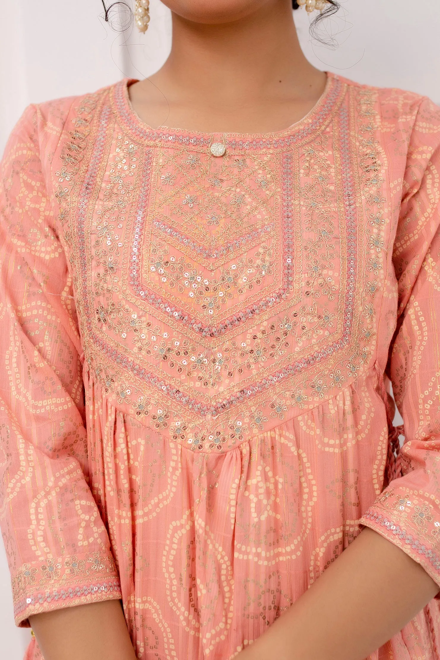 Women's Cotton Peach Nyara Cut A-line Kurta